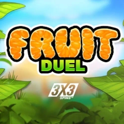 fruit duel written in orange and green letters