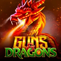 guns and dragons in text with red dragon in background